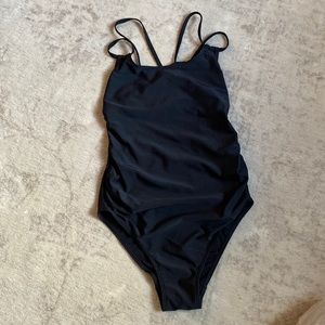 Black maternity one-piece swimsuit